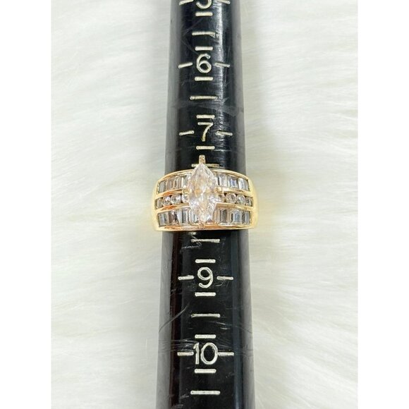 Layer Stackable Cz 925 Gold Vermeil Ring - Picture 10 of 11